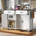 53,5 Chariot de cuisine de style campagnard avec prise de courant, abattant, porte-épices et tiroirs, desserte mobile à roulettes