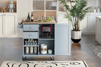 Rubberwood Kitchen Cart with Drop Leaf, Internal Storage Rack, Towel Holder, Spice Rack, and 2 drawers