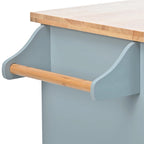 Desserte de cuisine en bois d'hévéa avec abattant, étagère de rangement interne, porte-serviettes, porte-épices et 2 tiroirs