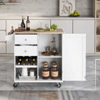 Desserte de cuisine en bois d'hévéa avec abattant, étagère de rangement interne, porte-serviettes, porte-épices et 2 tiroirs
