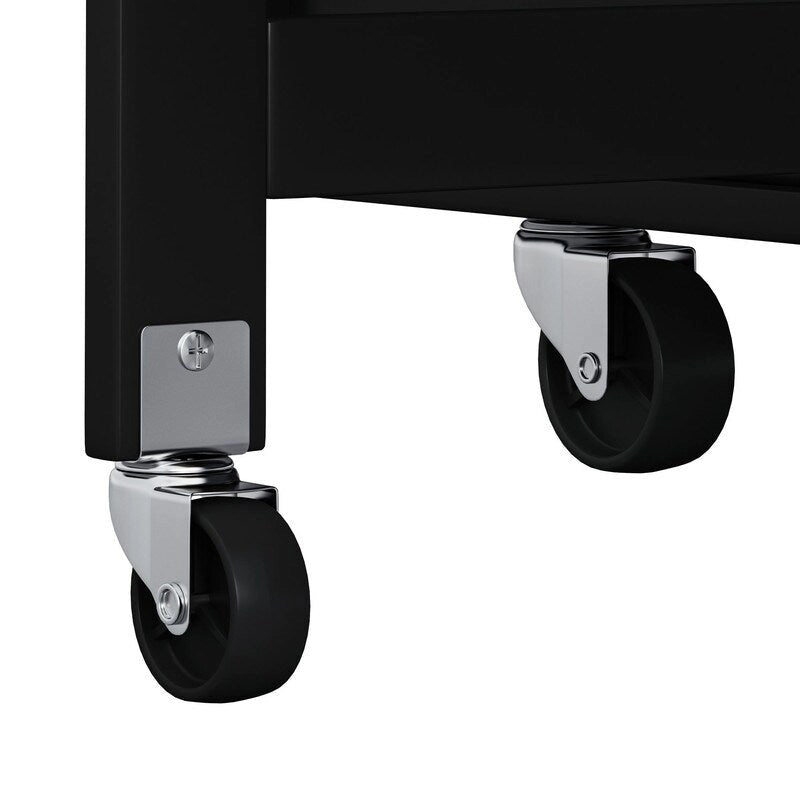 46.46Chariot d'îlot de cuisine multifonctionnel avec porte-épices, porte-bouteilles, porte-serviettes et plateau pliable en bois d'hévéa