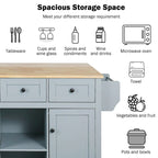 Chariot de Cuisine avec Dessus en Bois d'Hévéa à Abattant, Rangement Interne de Porte d'Armoire