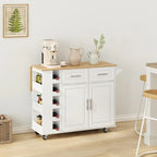 Grondin Multi-Functional Kitchen Island Cart with Solid Wood Drop Leaf, 2 Doors, 2 Drawers,Wine Rack and Spice Rack