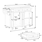 Dessertes de cuisine en MDF avec 4 portes et 2 tiroirs, porte-épices, porte-serviettes