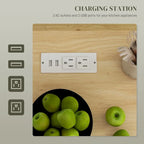 Îlot de cuisine roulant avec rangement, prises électriques et ports USB