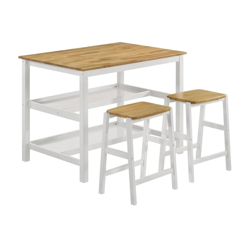Îlot de cuisine Prager marron et blanc avec support de casseroles