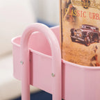 Chariot de rangement rose à 3 niveaux en métal avec roulettes - 31*14*18