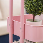 Chariot de rangement rose à 3 niveaux en métal avec roulettes - 31*14*18