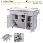 Dessertes de cuisine roulantes de 129,5 cm de large avec abattant et poubelle basculante