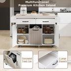 Dessertes de cuisine roulantes de 129,5 cm de large avec abattant et poubelle basculante