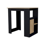 Îlot de cuisine avec plateau en mélaminé - Finition chêne noir et naturel - 36L x 36,2H x 23,2P