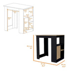 Îlot de cuisine avec plateau en mélaminé - Finition chêne noir et naturel - 36L x 36,2H x 23,2P