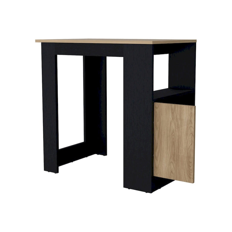 Îlot de cuisine avec plateau en mélaminé - Finition chêne noir et naturel - 36L x 36,2H x 23,2P